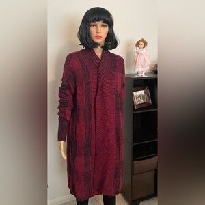 LUCKY BRAND EST 1990 L.A. Sweater/Coat nice pockets. Size L. Comfy. Black & red